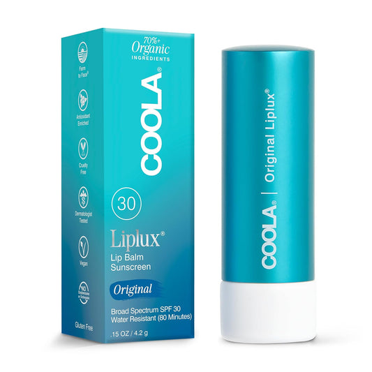 HotCOOLA Organic Liplux Lip Balm and Sunscreen with SPF 30, Dermatologist Tested Lip Care for Daily Protection, Vegan and Gluten Free, 0.15 Oz
