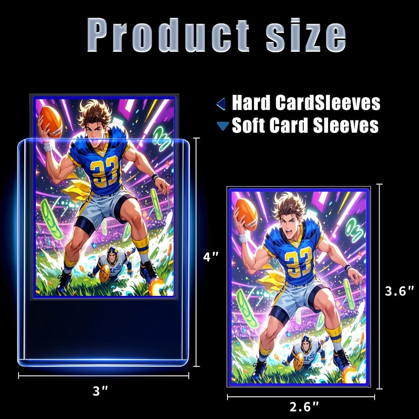 Hot200 Card Sleeves Toploads for Cards,3" x 4" Baseball Card Protectors,Premium Standard Size Trading Hard Plastic Card Holder for Sports Football Cards(100 Hard Protectors +100 Soft Sleeves)