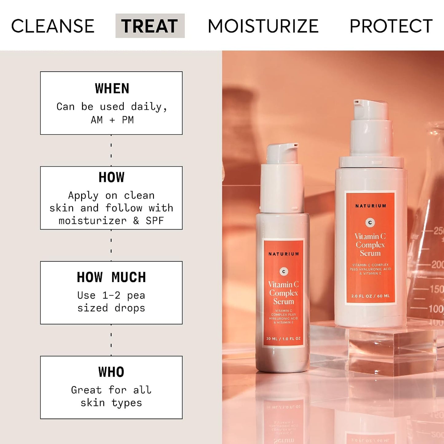 HotNaturium Vitamin C Complex Face Serum, Plus Hyaluronic Acid & Vitamin E, Anti Aging Skin Care Treatment, 1 oz