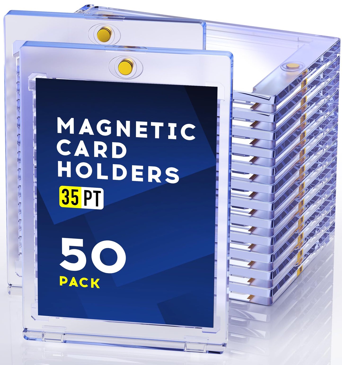 Hot 100ct Magnetic Card Holder, 35pt One Touch Card Holder, U-V Protectors Hard Plastic for Trading Cards, Magnet Case, Sports, Game, Football, Baseball