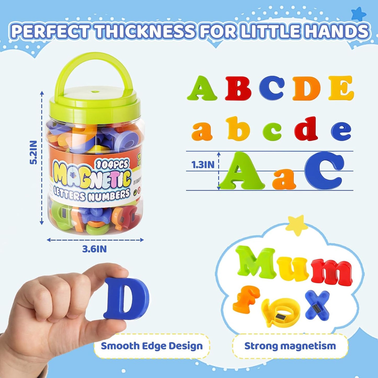 Hot LovesTown 104 PCS Alphabet Magnetic Letters and Numbers for Toddlers,ABC 123 Fridge Educational Set,Great Learning Gift from Parents or Teachers