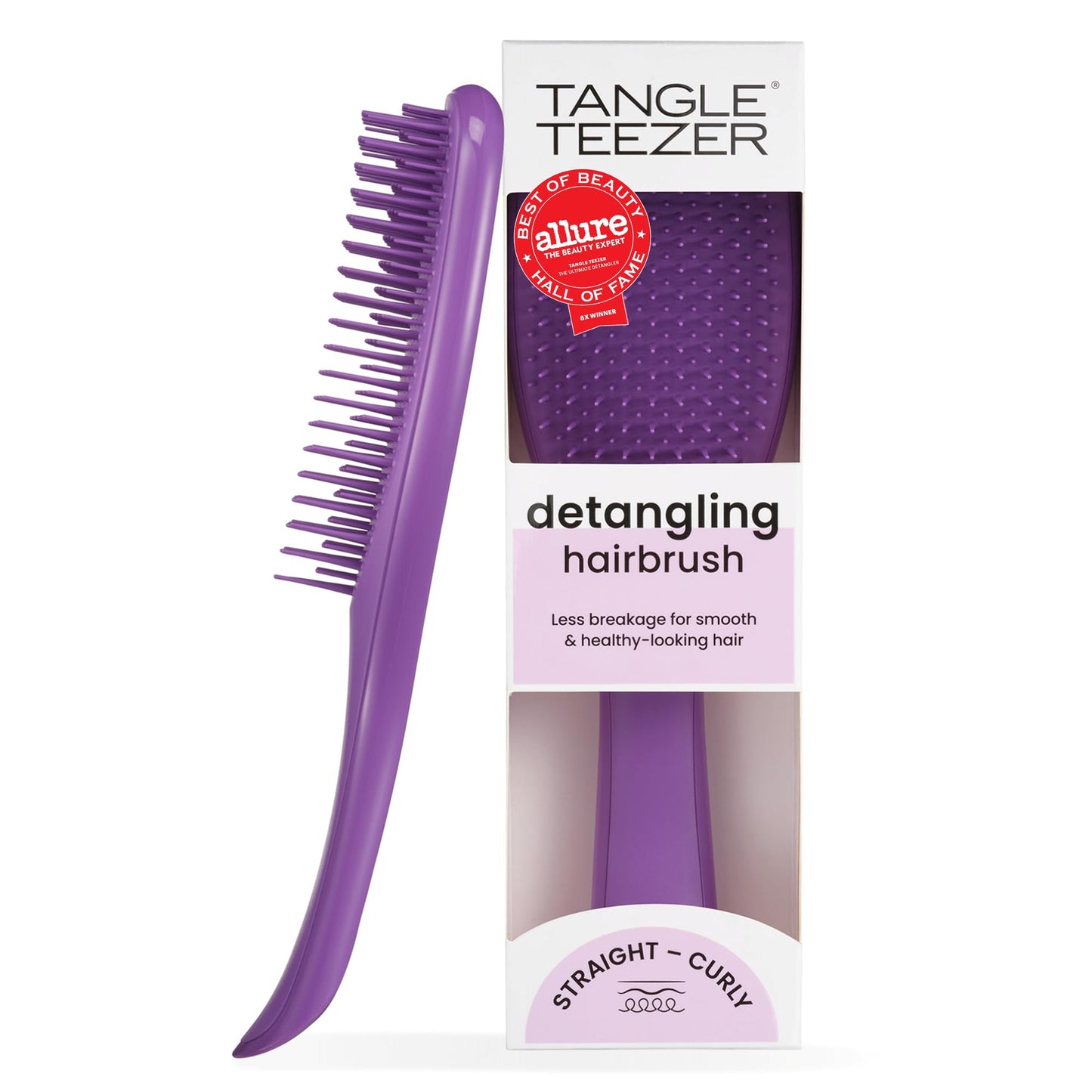 HotTangle Teezer Ultimate Detangler Brush, Straight to Wavy, Millennial Pink | Patented two-tier, regular-flex teeth reduce breakage & split ends on wet or dry hair; Shower-friendly hairbrush for all ages