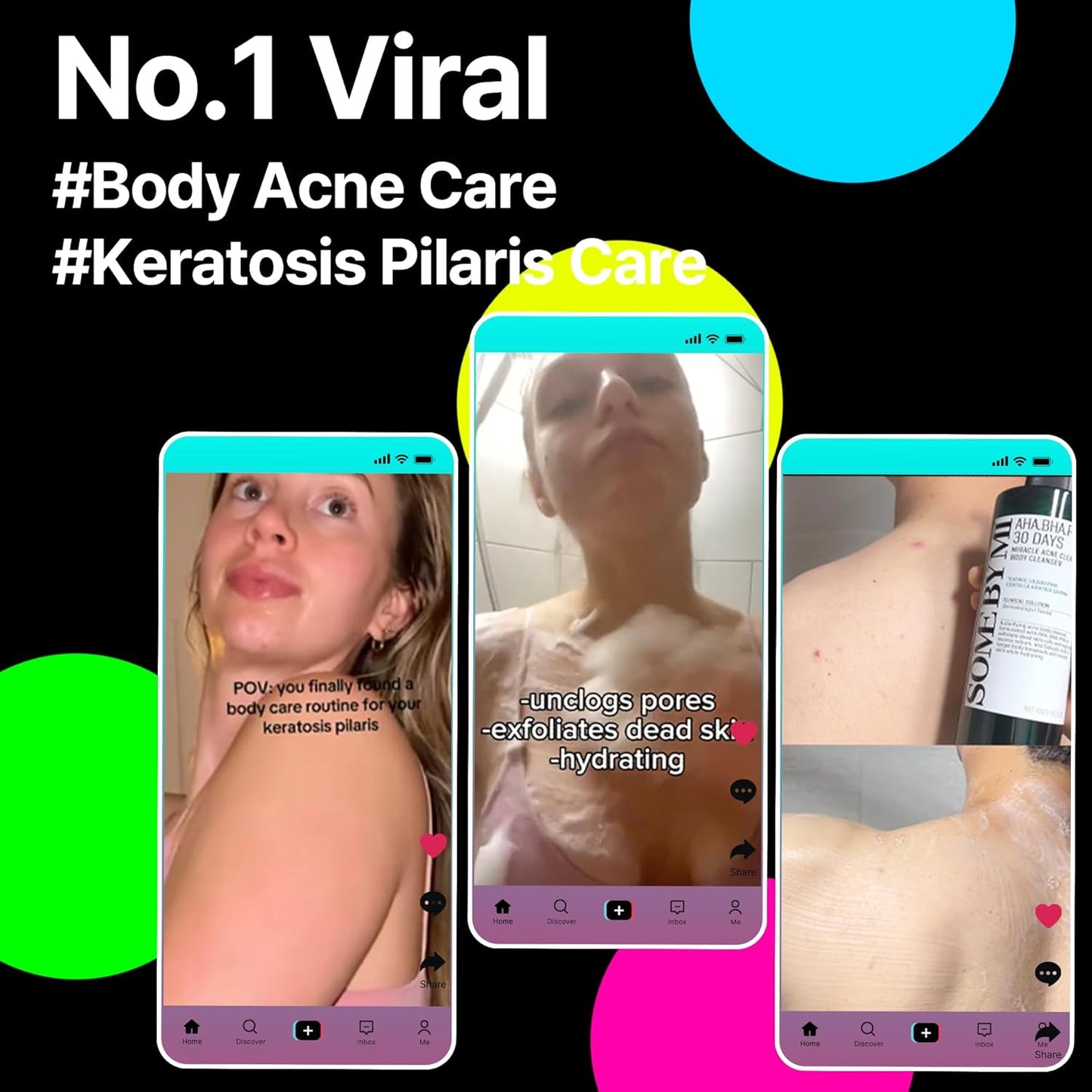 HotSOME BY MI AHA BHA PHA 30 Days Miracle Acne Clear Body Cleanser 13.5oz – Salicylic Acid & Tea Tree Acne Body Wash – Deep Cleansing, Sulfate & Paraben Free Korean Skin care