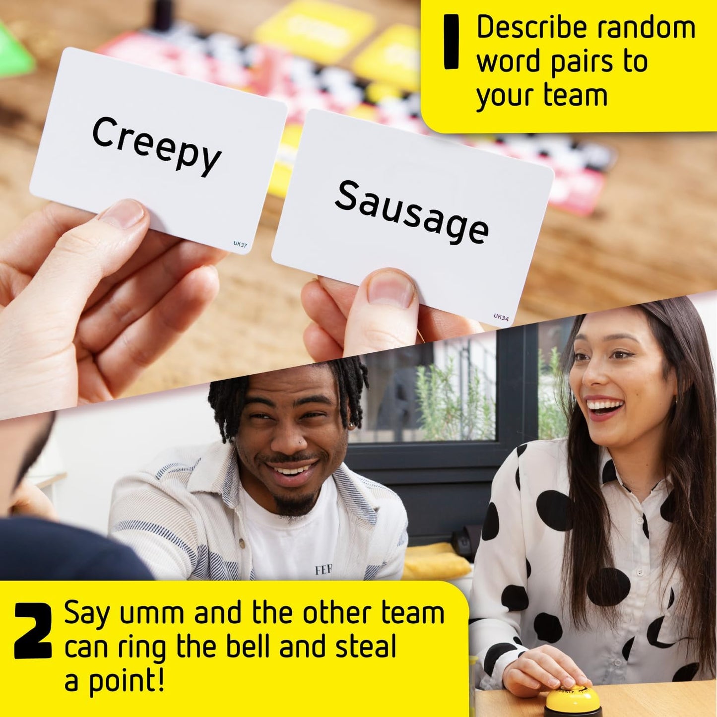 HotYou Can't Say UMM Party Game for Kids and Adults, Ages 8+ | Beat the Timer, Rivals Ding the Bell, Rules Change Each Round, Quick and Competitive, 4-10 Players, Backyard BBQ Fun