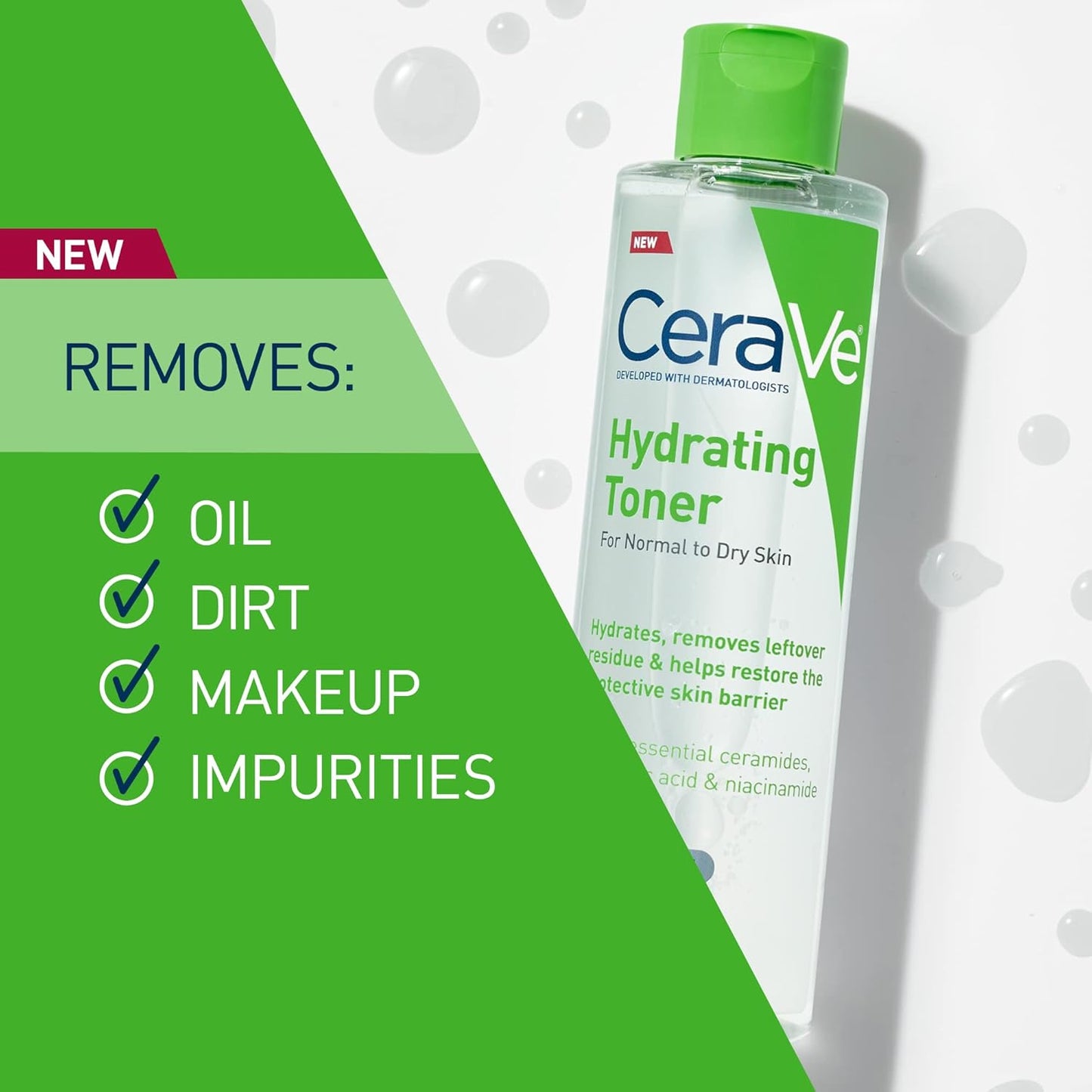 HotCeraVe Hydrating Toner for Face Non-Alcoholic with Hyaluronic Acid, Niacinamide, and Ceramides for Sensitive Dry Skin, Fragrance-Free Non Comedogenic, Full Size, 6.8 Fl Oz