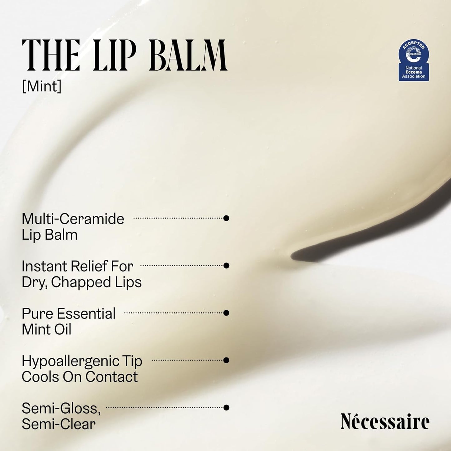 HotNécessaire The Lip Balm | Hydrating Hyaluronic Acid Lip Balm for Women and Men, Mint Oil with Niacinamide + Essential Ceramides. Non-Comedogenic Lip Balm for Dry Lips – 15 ml / 0.5 fl oz