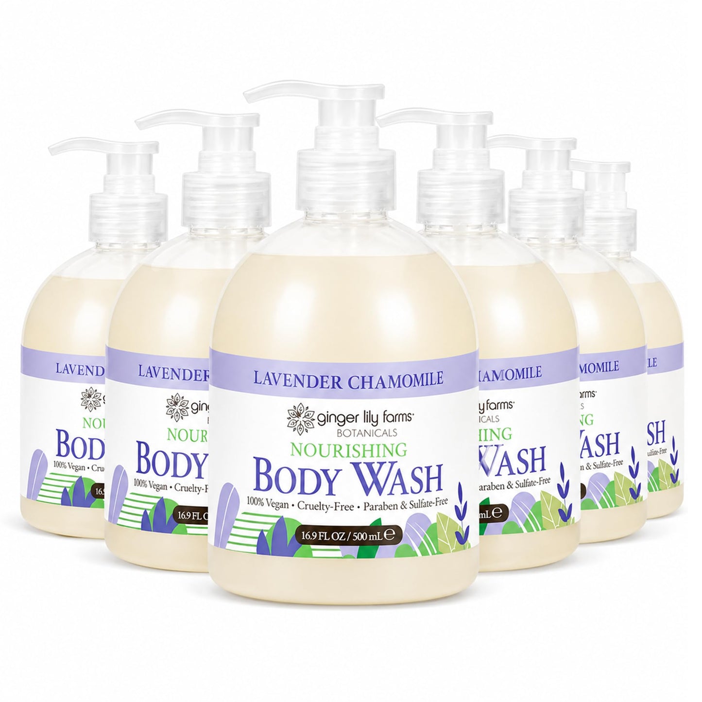 HotGinger Lily Farms Botanicals Nourishing Body Wash, Island Tranquility, 100% Vegan & Cruelty-Free, Green Tea Lemongrass Scent, 1 Gallon Refill (128 fl. oz.)