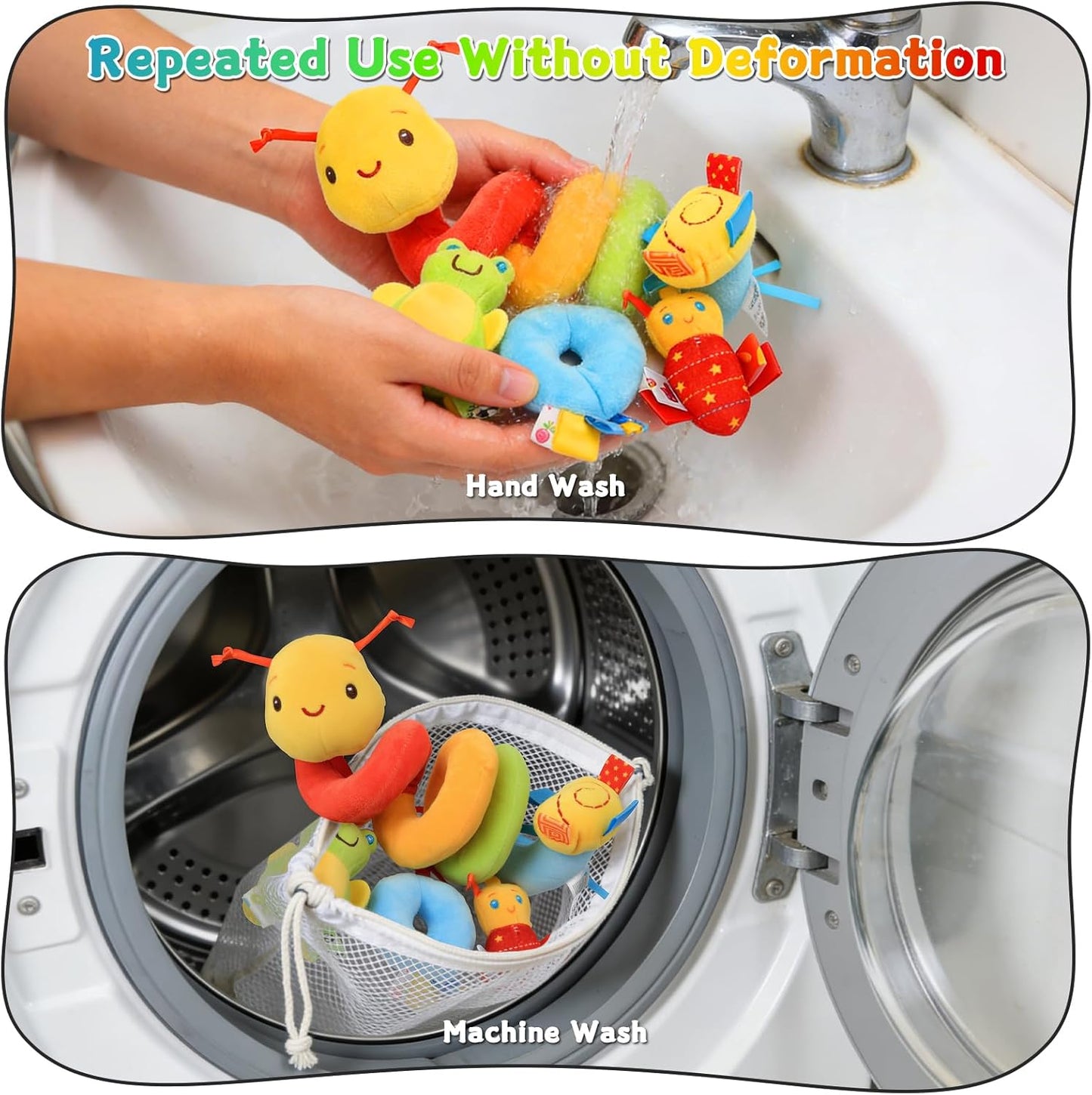 Hot Spiral Car Seat Toys - Baby Sensory Soft Plush Hanging Toys for 0-12 Months Stroller Crib Accessories, Essentials for Expecting Moms & Baby Shower Registry Gift