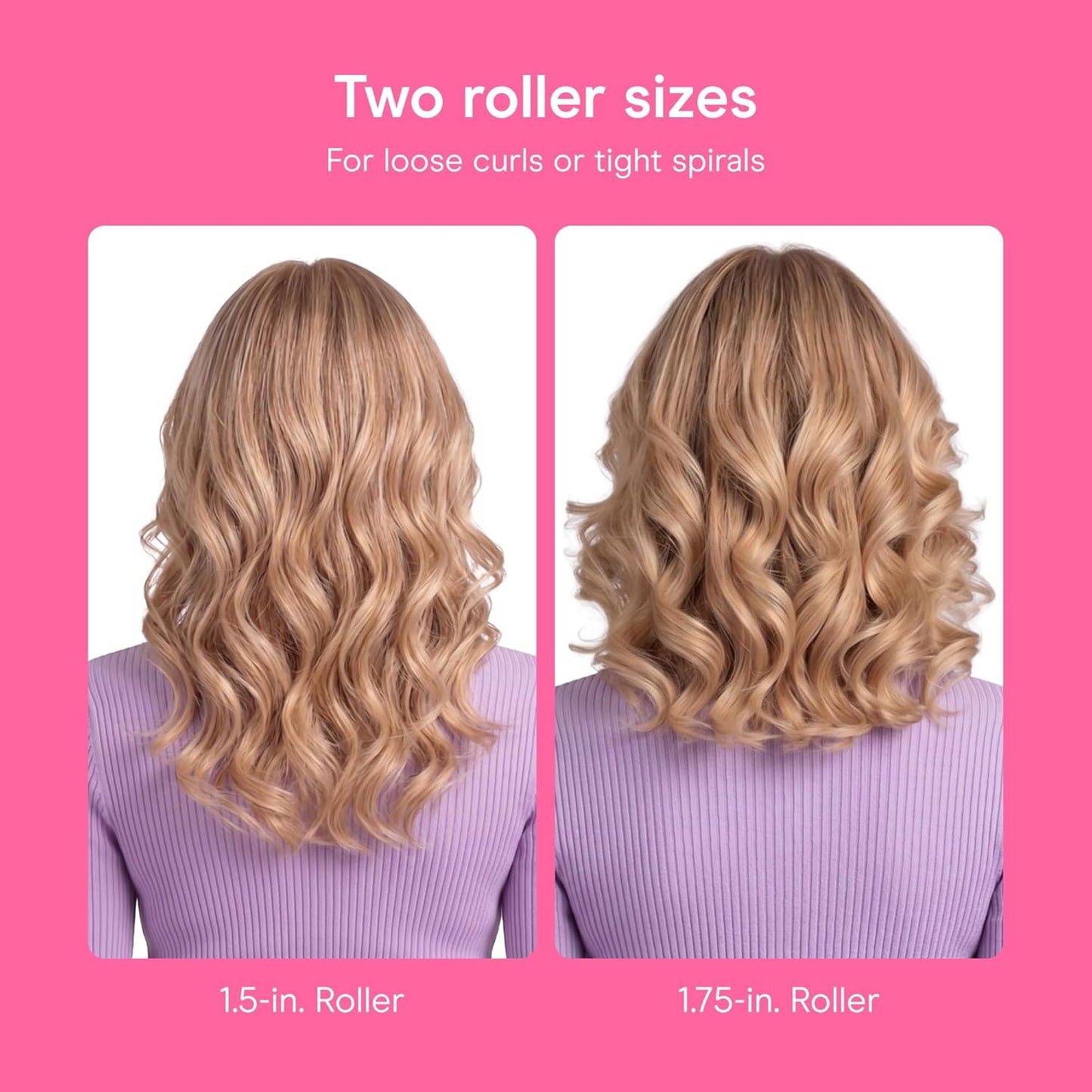 HotConair Ceramic Hot Rollers, 1 3/4" & 1 1/2" Rollers, Lavender, 12 Count | Heated hair rollers in 2 jumbo sizes heat in 85 seconds to create long-lasting volume on shoulder-length hair and beyond