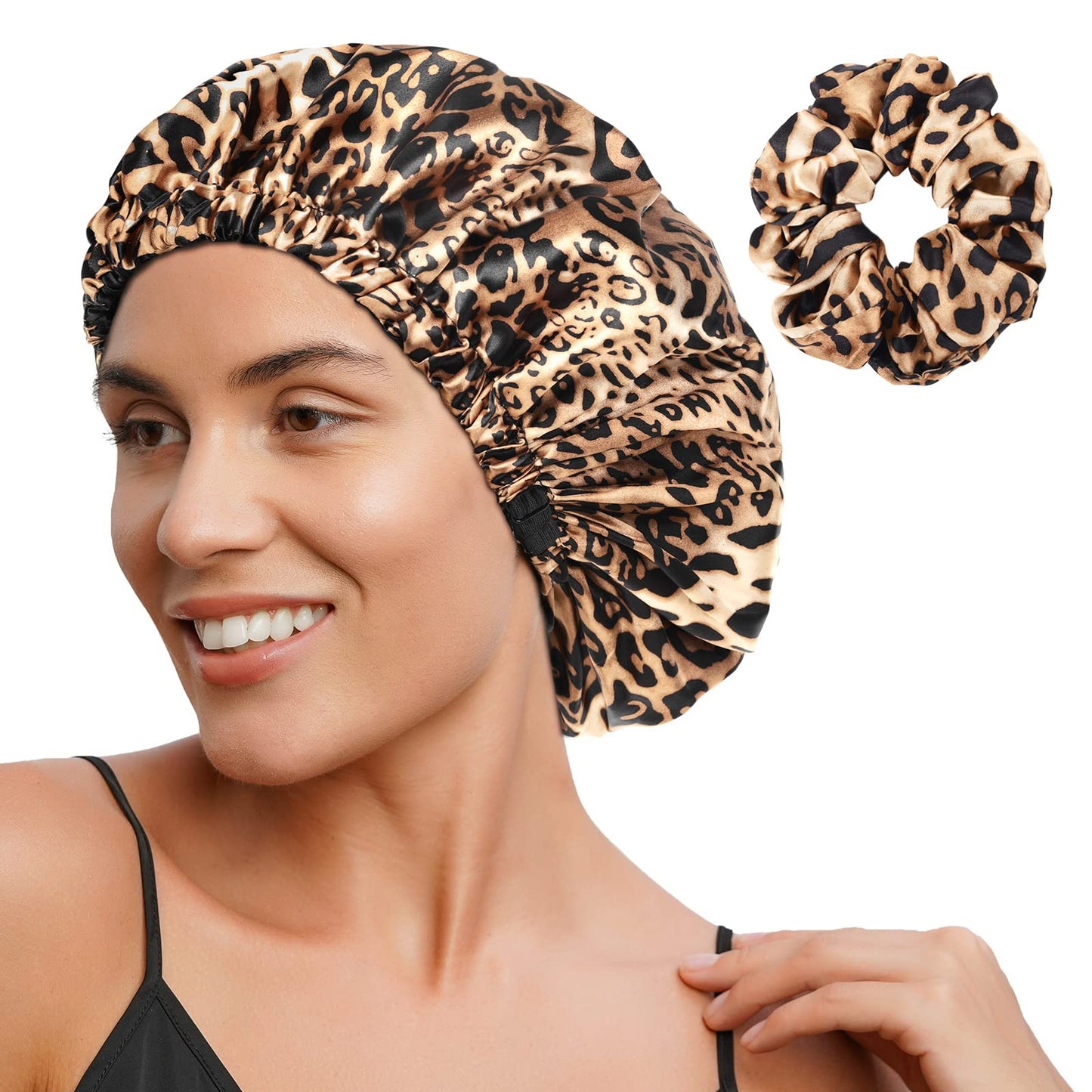 HotYANIBEST Adjustable Satin Bonnet Double Layer Hair Bonnet for Sleeping Bonnets for Women Hats Curly Natural Hair, Blush Pink | Double Layer, Reversible Bonnet, Natural Curly Coily, Maintain Moisture, Soft Adjustable Elastic Band Sleep Cap