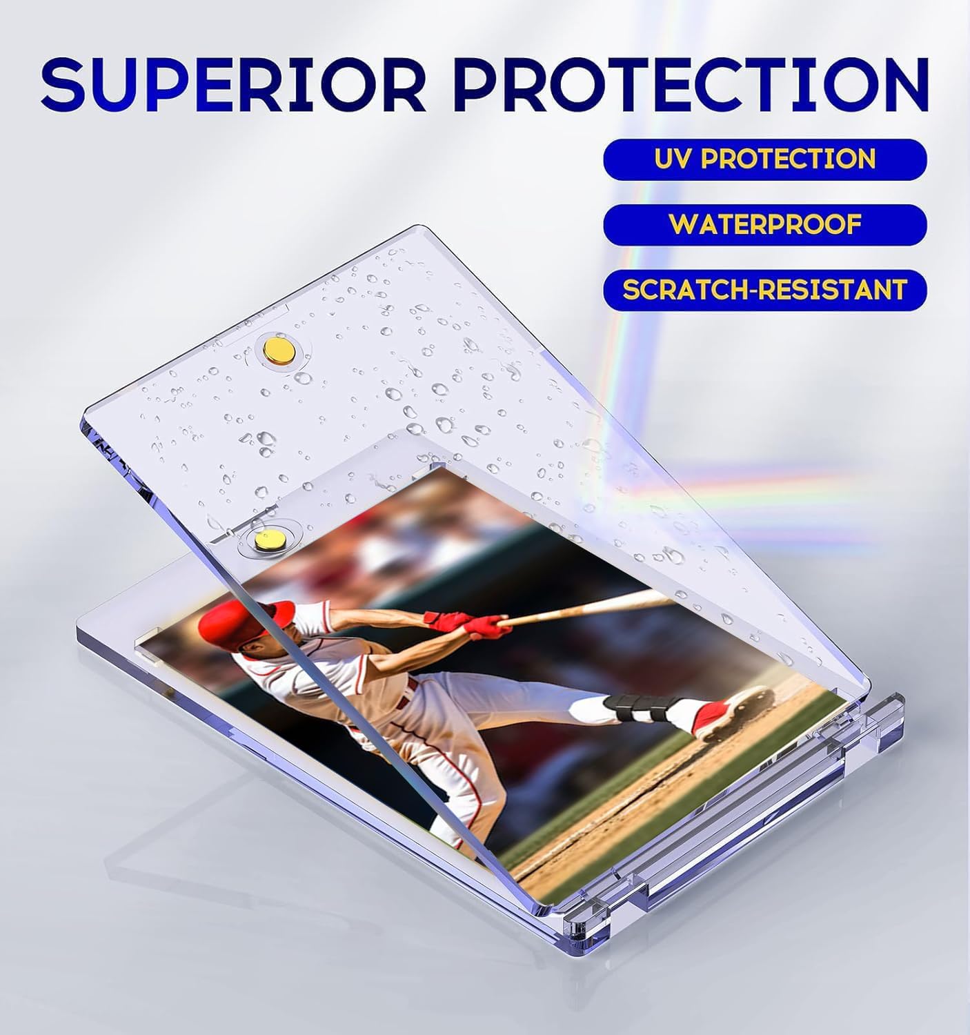 Hot50ct Magnetic Card Holder, 35pt One Touch Card Holder, U-V Protectors Hard Plastic for Trading Cards, Magnet Case, Sports, Game, Football, Baseball