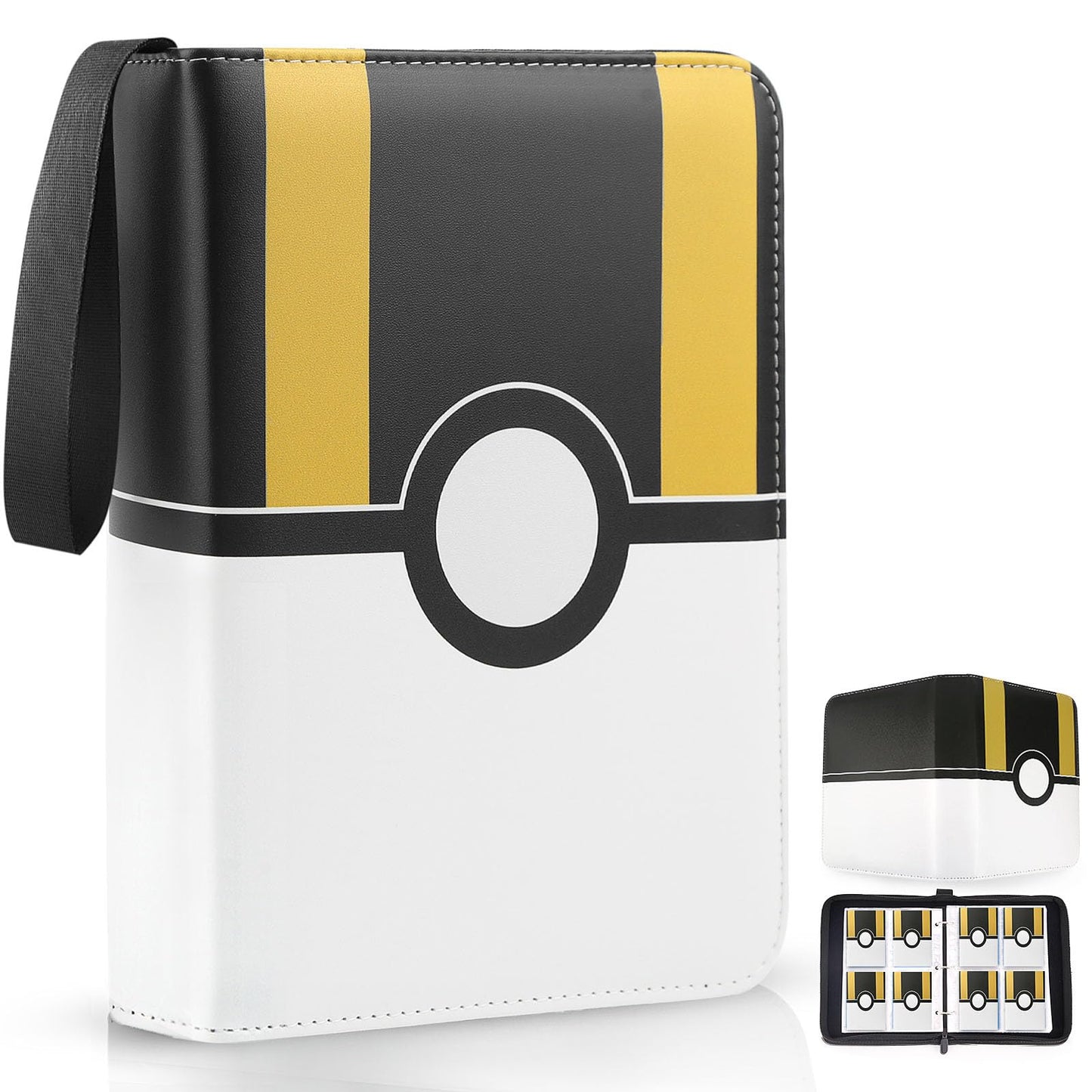 Hot Card Binder 4 Pocket, Trading Card Holder Fits 400 Cards With 50 Removable Sleeves, Portable Collection Card Ablum, Game Card Case book With Zipper for Gift, Red