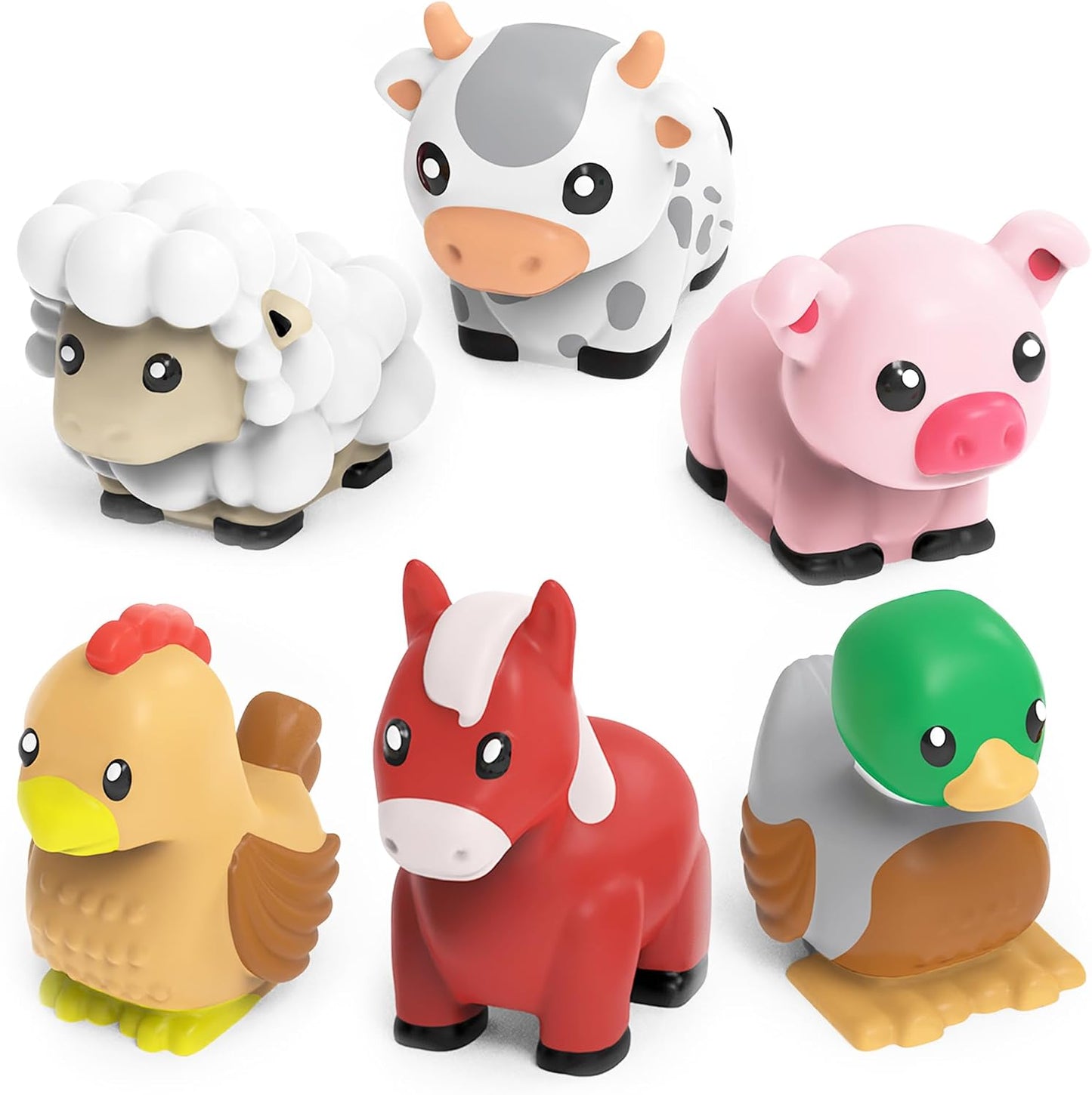 HotTub Works® Barnyard™ Mold Free Bath Toys, 6 Pack | Sealed, No Hole Bath Toys Design Keeps Moisture Out | Soft, Squeezable & Float on Water | Farm Animals Baby & Toddler Bathtub Toys | Baby Pool Toys
