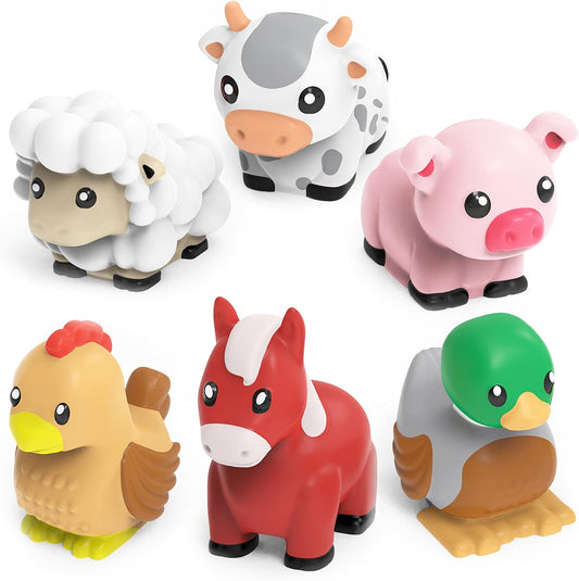 HotTub Works® Barnyard™ Mold Free Bath Toys, 6 Pack | Sealed, No Hole Bath Toys Design Keeps Moisture Out | Soft, Squeezable & Float on Water | Farm Animals Baby & Toddler Bathtub Toys | Baby Pool Toys