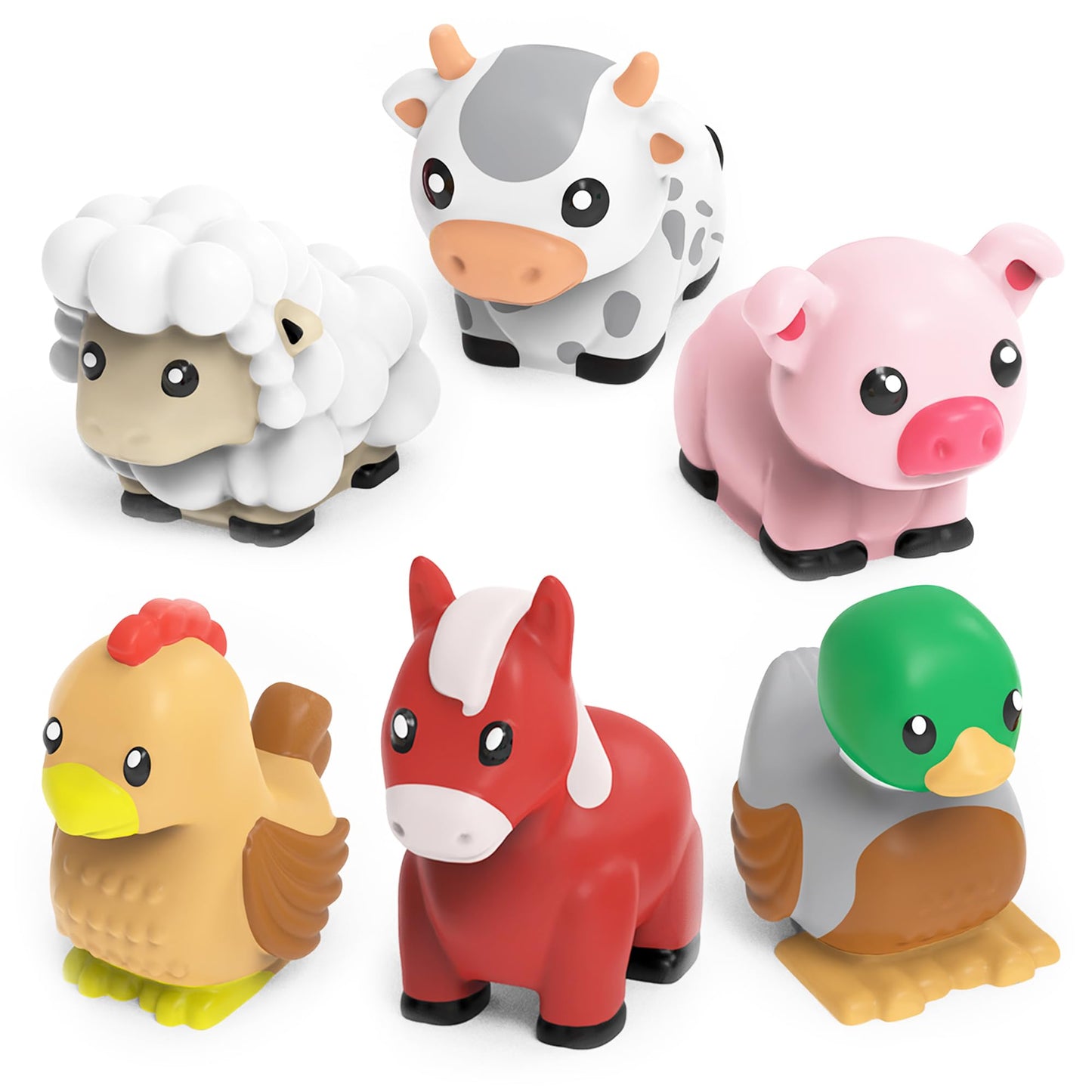 HotTub Works® Barnyard™ Mold Free Bath Toys, 6 Pack | Sealed, No Hole Bath Toys Design Keeps Moisture Out | Soft, Squeezable & Float on Water | Farm Animals Baby & Toddler Bathtub Toys | Baby Pool Toys