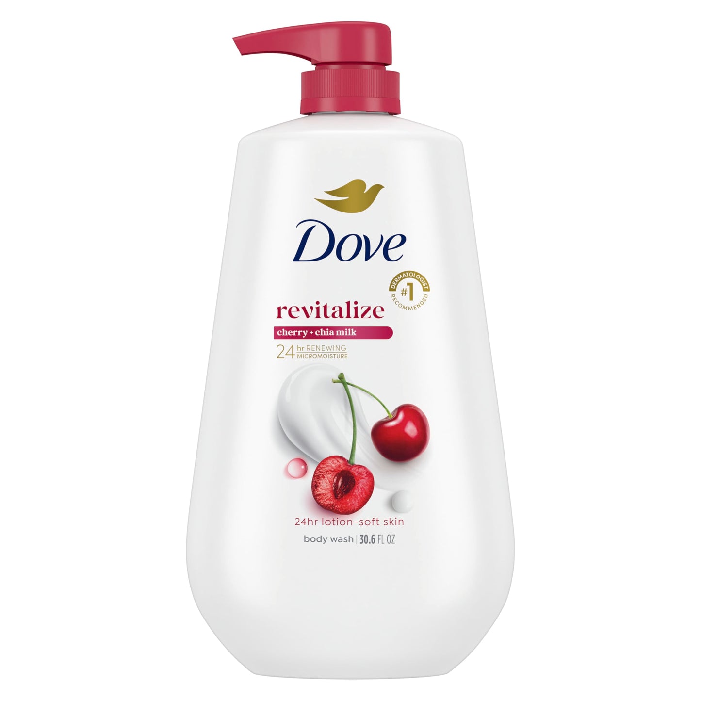 HotDove 24hr Lotion Body Wash Revitalizante Cherry & Chia Milk, 30.6 oz | Hydrating body wash with MicroMoisture and a luscious cherry scent