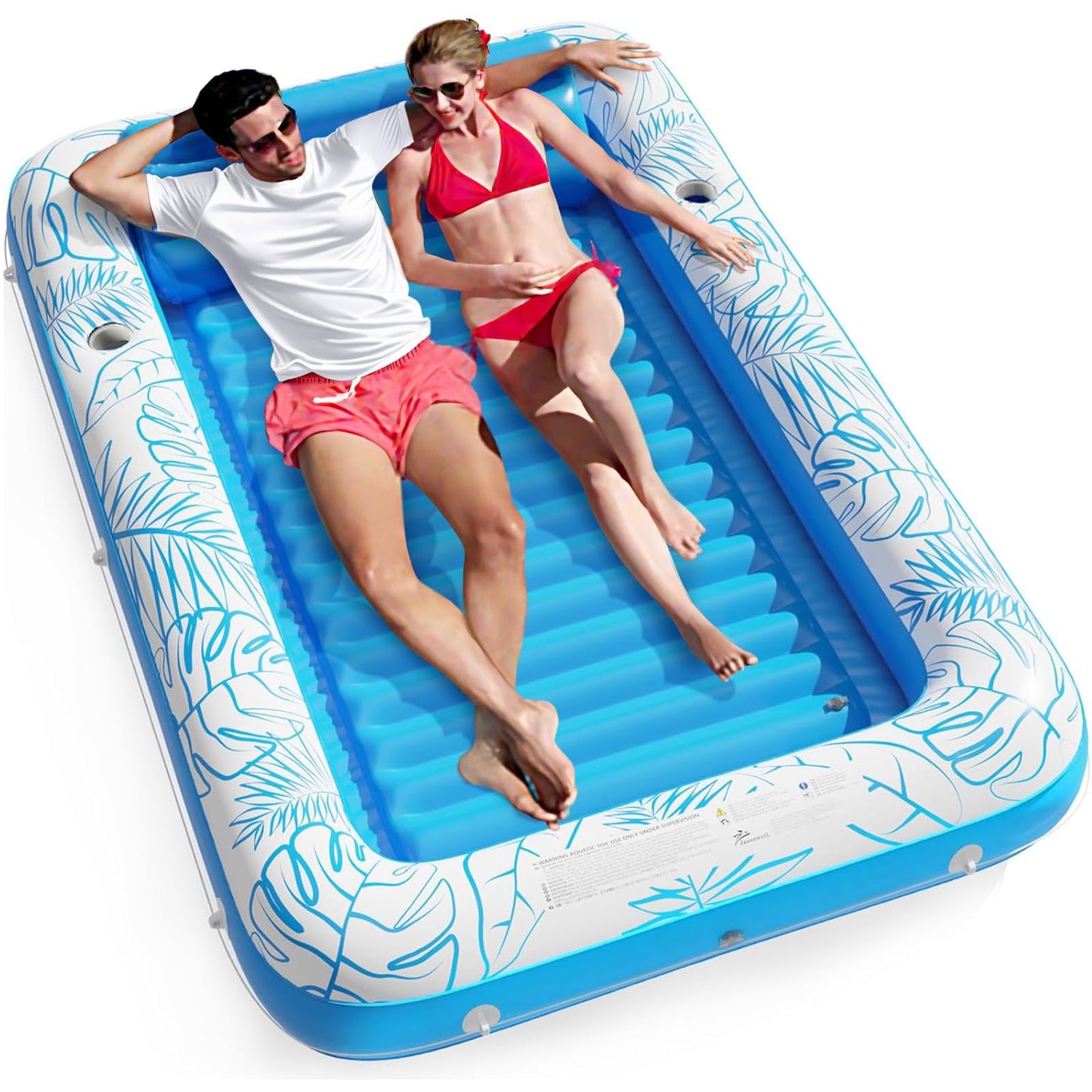 Hot Inflatable Tanning Pool Lounger Float - Jasonwell 4 in 1 Sun Tan Tub Sunbathing Pool Lounge Raft Floatie Toys Water Filled Tanning Bed Mat Pad for Adult Blow Up Kiddie Pools Kids Ball Pit (Rose,L)