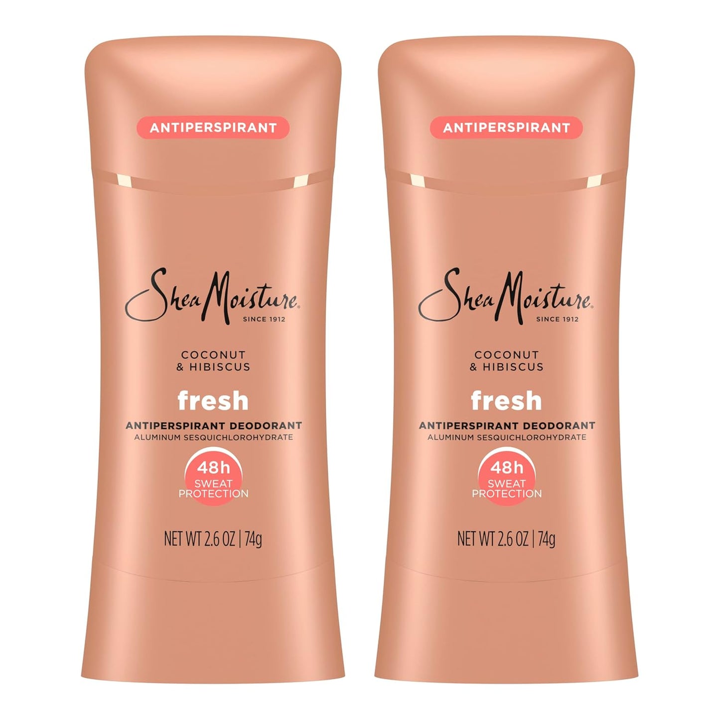 HotSheaMoisture Antiperspirant Deodorant Stick Fresh Coconut & Hibiscus 2 Count for 48HR Sweat & Odor Protection with No Parabens & No Mineral Oil 2.6 oz