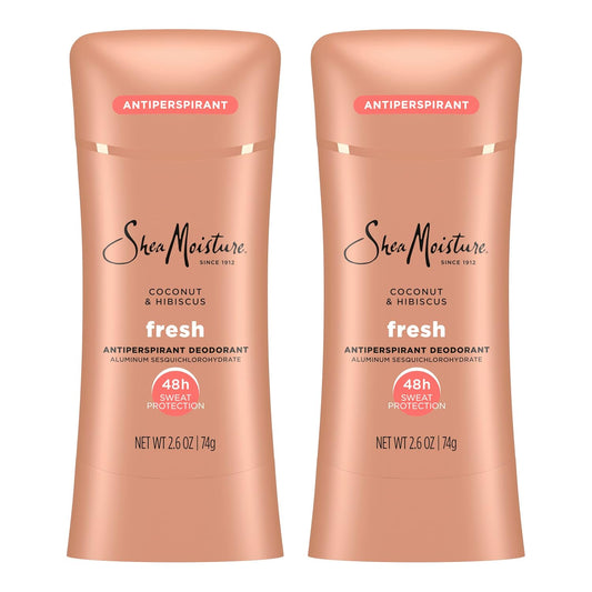 HotSheaMoisture Antiperspirant Deodorant Stick Fresh Coconut & Hibiscus 2 Count for 48HR Sweat & Odor Protection with No Parabens & No Mineral Oil 2.6 oz