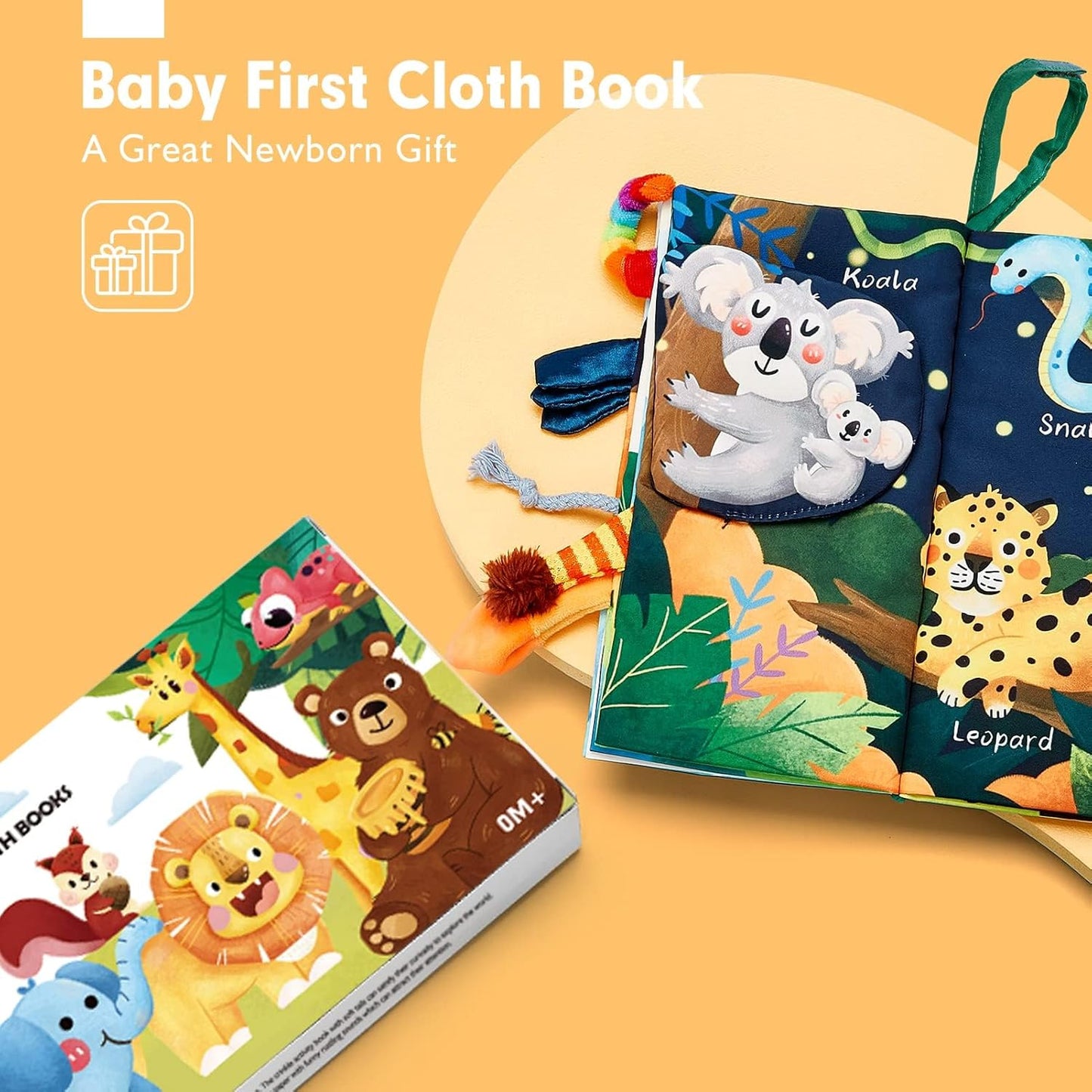 Hothahaland Baby Books 0-6 Months,Infant Tummy Time Toy Sensory Toys | 6 to 12 Months Touch Feel Book Travel Toy Gifts for Boy Girl 0-3 Month Baby Shower Birthday Easter Basket Stuffers 1PCS