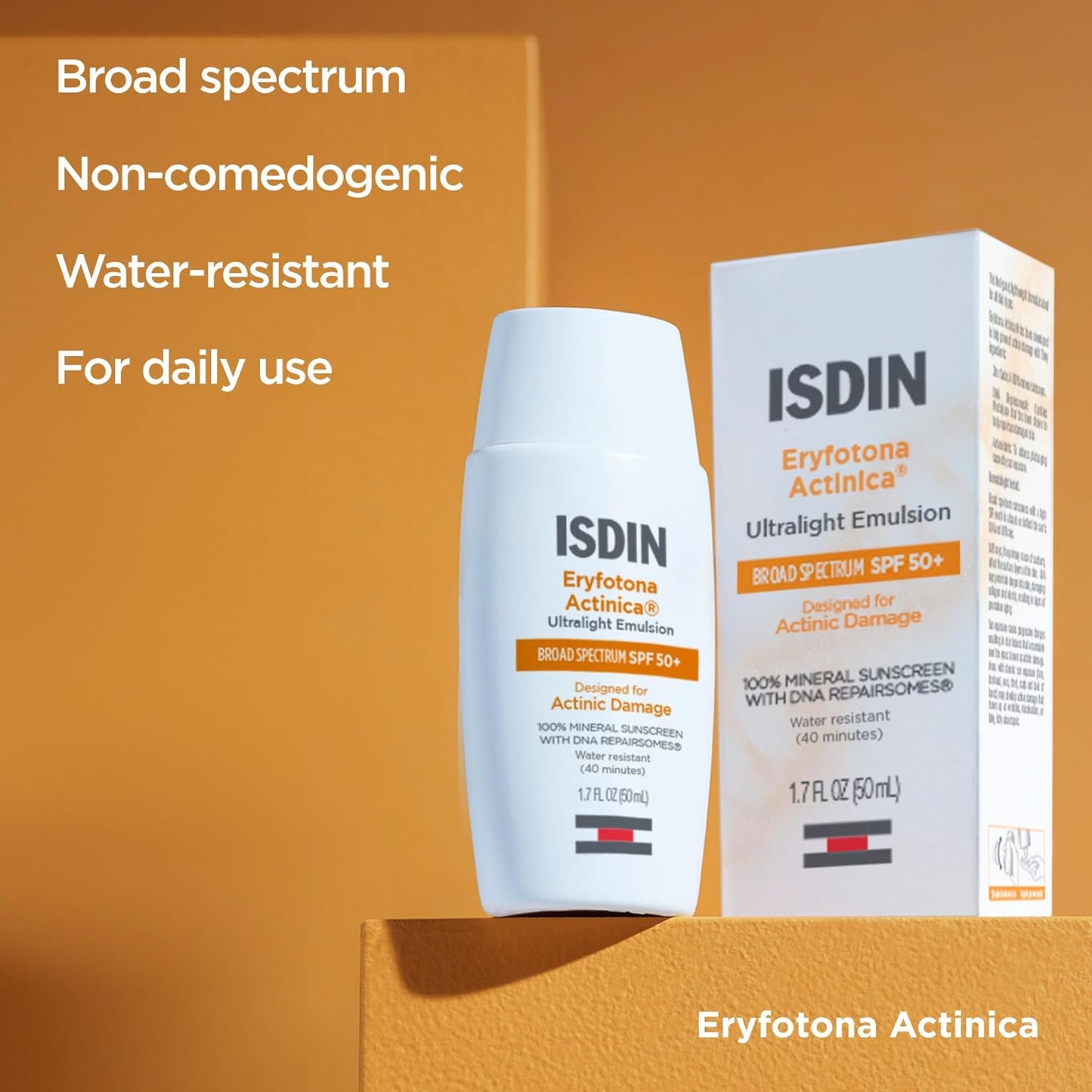 HotISDIN Eryfotona Actinica Mineral Face Sunscreen SPF 50+, No White Cast | 100% Mineral UV Filters, Zinc Oxide, Suitable for Sensitive Skin, Non-comedogenic, Dermatologist Recommended