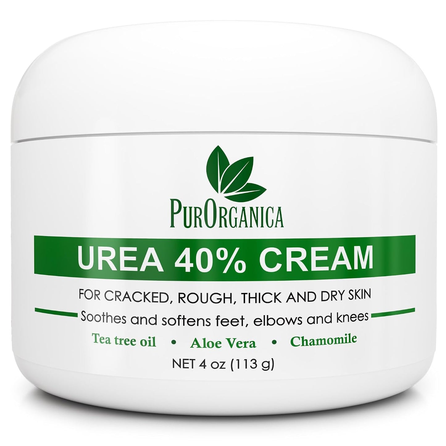 HotPurOrganica Urea Cream 40% – Made in USA, Maximum Strength Foot Cream for Dry, Cracked Heels, Corns, Calluses & Rough Feet, Exfoliating Moisturizer