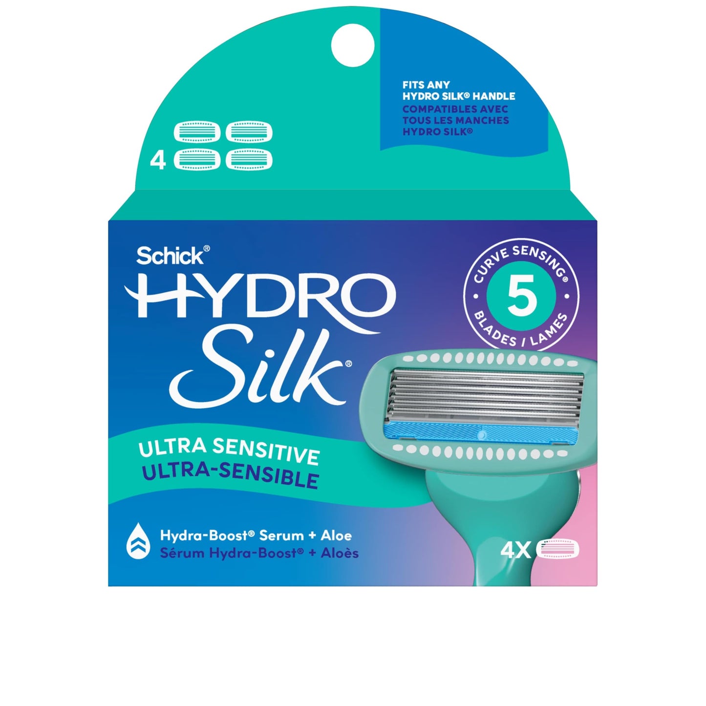 HotSchick Hydro Silk Sensitive Razor Blade Refills, 6 Count | 5-Blade Sensitive Skin Razors for Women | Womens Razor Refills for Sensitive Skin