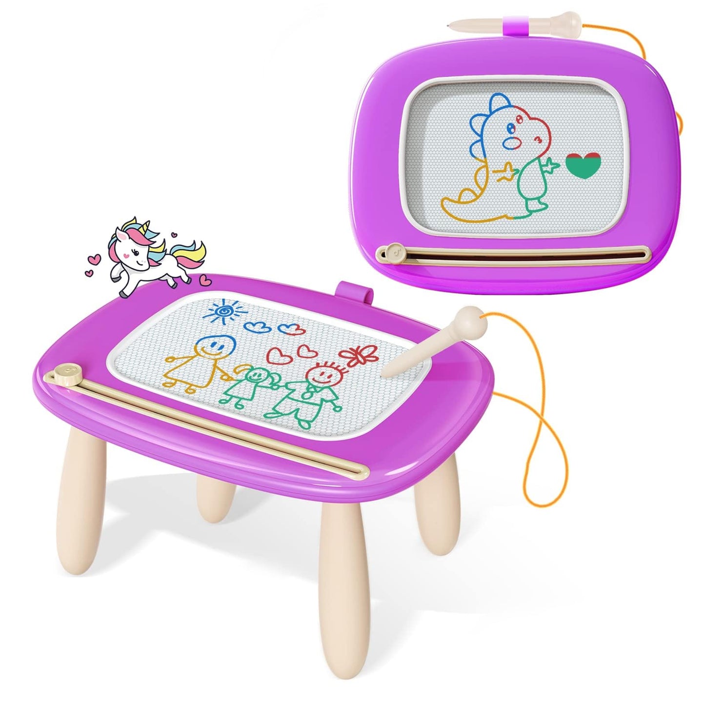 HotKikidex Magnetic Drawing Board, Toddler Girl Toys for 1-3 Year Old, Doodle Board Pad Learning and Educational Toys for 1 2 3 Year Old Baby Kids Birthday Gift (Light Blue)