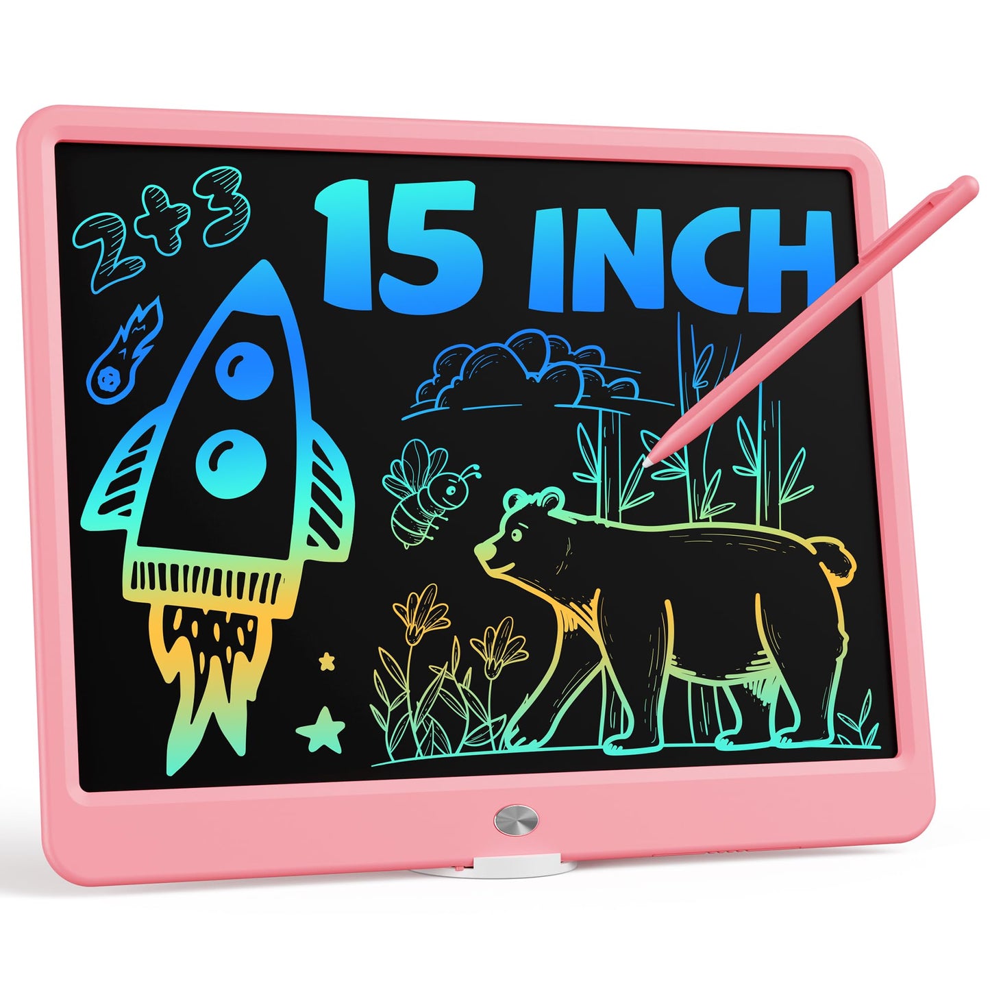 HotBravokids 10 Inch LCD Writing Tablet for 3-8 Year Olds - Electronic Drawing Pad and Doodle Board as Educational Birthday Gifts for Girls and Boys (Pink)