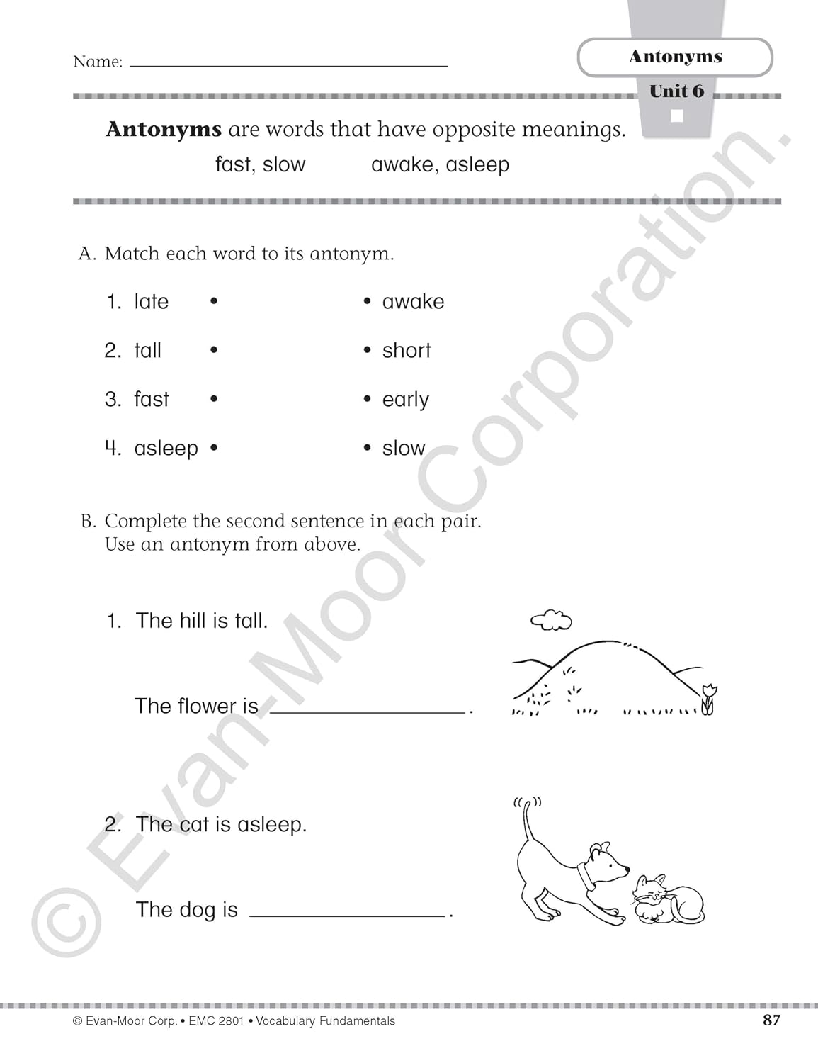 Hot Evan-Moor Vocabulary Fundamentals, Grade 1 Homeschool and Classroom Resource, Reproducible Worksheets, Compound Words, Synonyms, Antonyms, Homophones, Homographs, Prefixes, Word Skills, Practice, Play