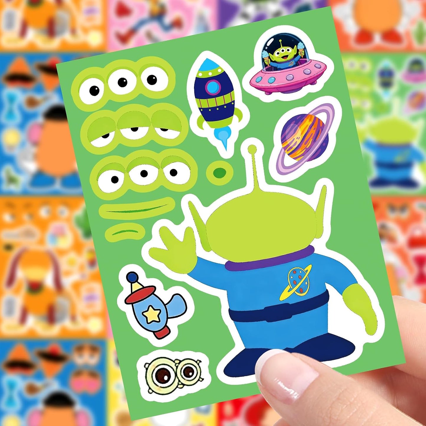 Hot 24pcs Make a face Toy Story Stickers,Make Your Own Stickers,Mixed & Matched with 8 Designed Characters(3 of Each) for Party Favors Supplies, Reward, Decor,Gift Idea