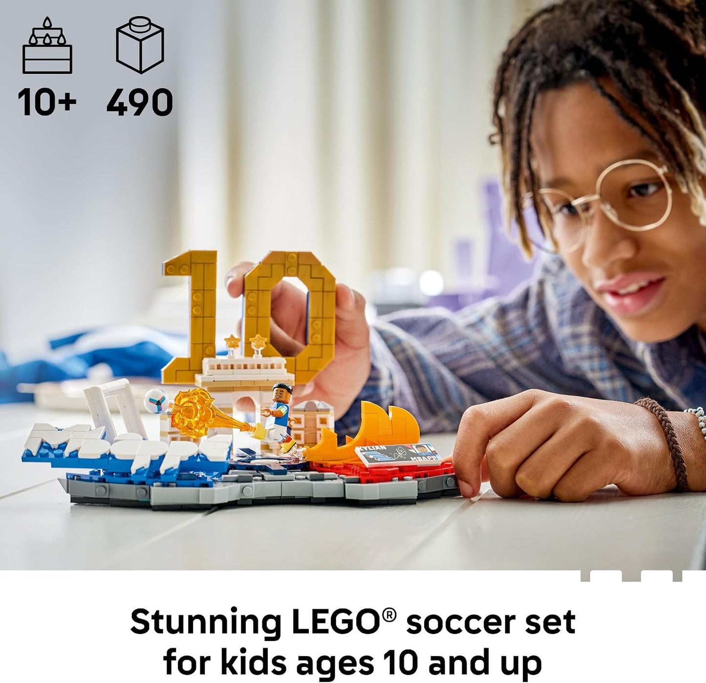 HotLEGO Editions Kylian Mbappé – Soccer Highlights - Building Set for Boys & Girls, Ages 10+ - Collectible Soccer Gift with Plaque - Kids Bedroom or Shelf Decor - 43013
