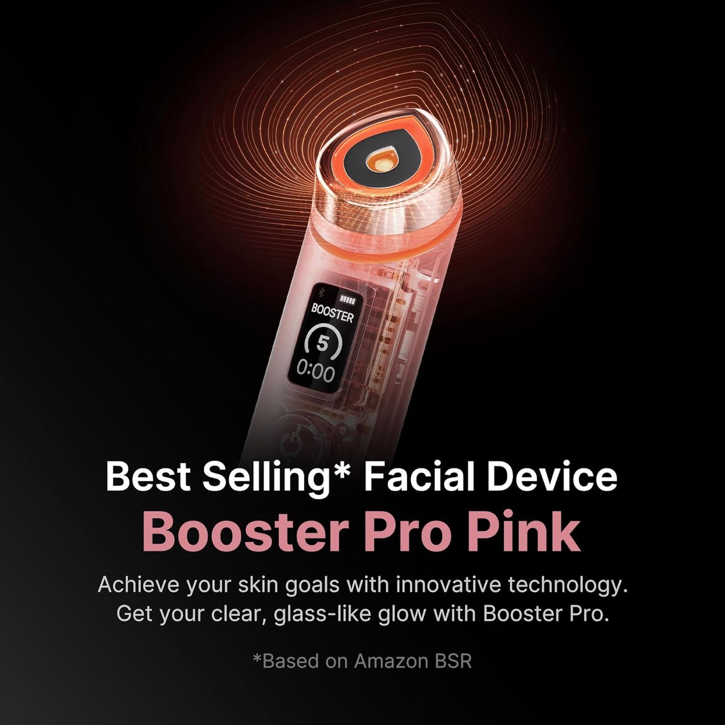 Hotmedicube Booster Pro | 6-in-1 Real Glass Glow Beauty Massager | for Clear, Radiant, Firmer-Looking Skin | Korean Skin Care | Pink