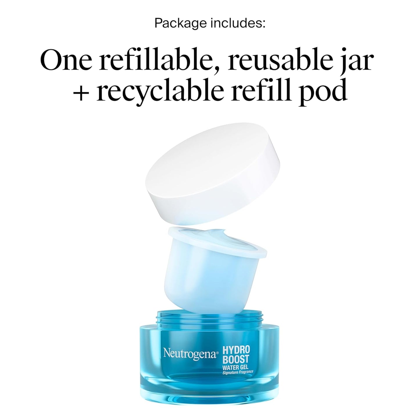 HotNeutrogena Hydro Boost Water Gel Face Moisturizer Starter Kit, includes Refillable Jar + Refill Pod, with Hyaluronic Acid for a Burst of Hydration & Dewy Skin, 1.7 oz Each