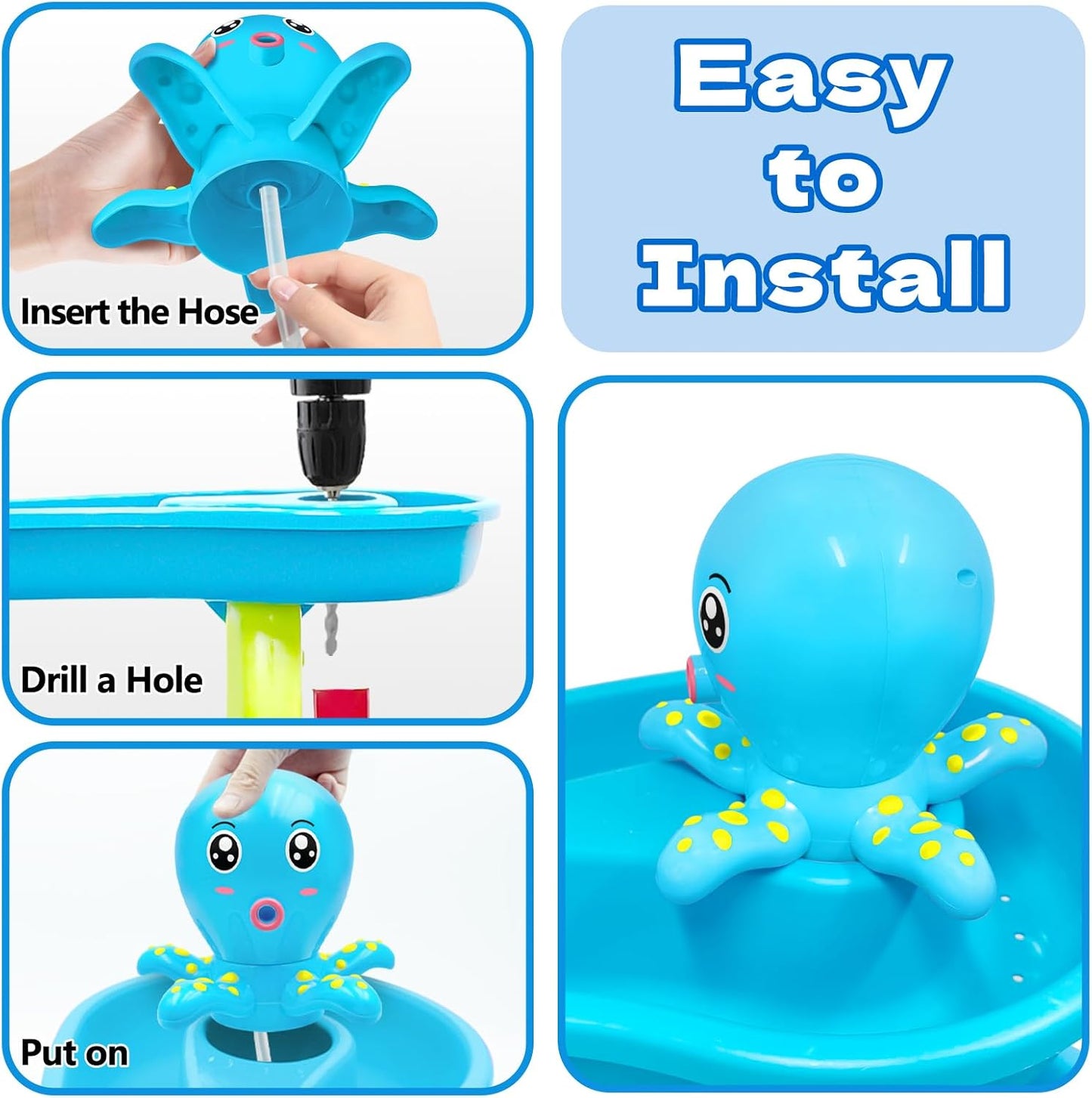 Hot Intoypad Water Table Pump, Octopus Battery Powered Water Pump for Water Table 3 Hours Non-Stop Fun Summer Outdoor Water Toys Outside Water Play Table Accessories for Toddlers Kids (Blue)