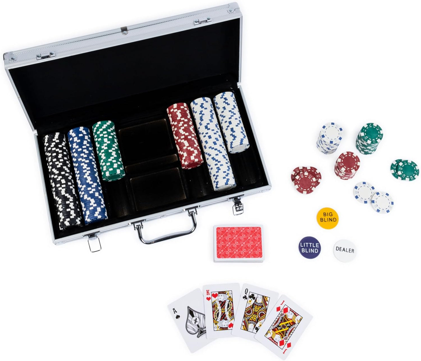HotSpin Master Games, Cardinal Classics, 300-Piece Poker Set with Aluminum Carrying Case & Professional Weight Chips & Poker Dice, for Ages 8+