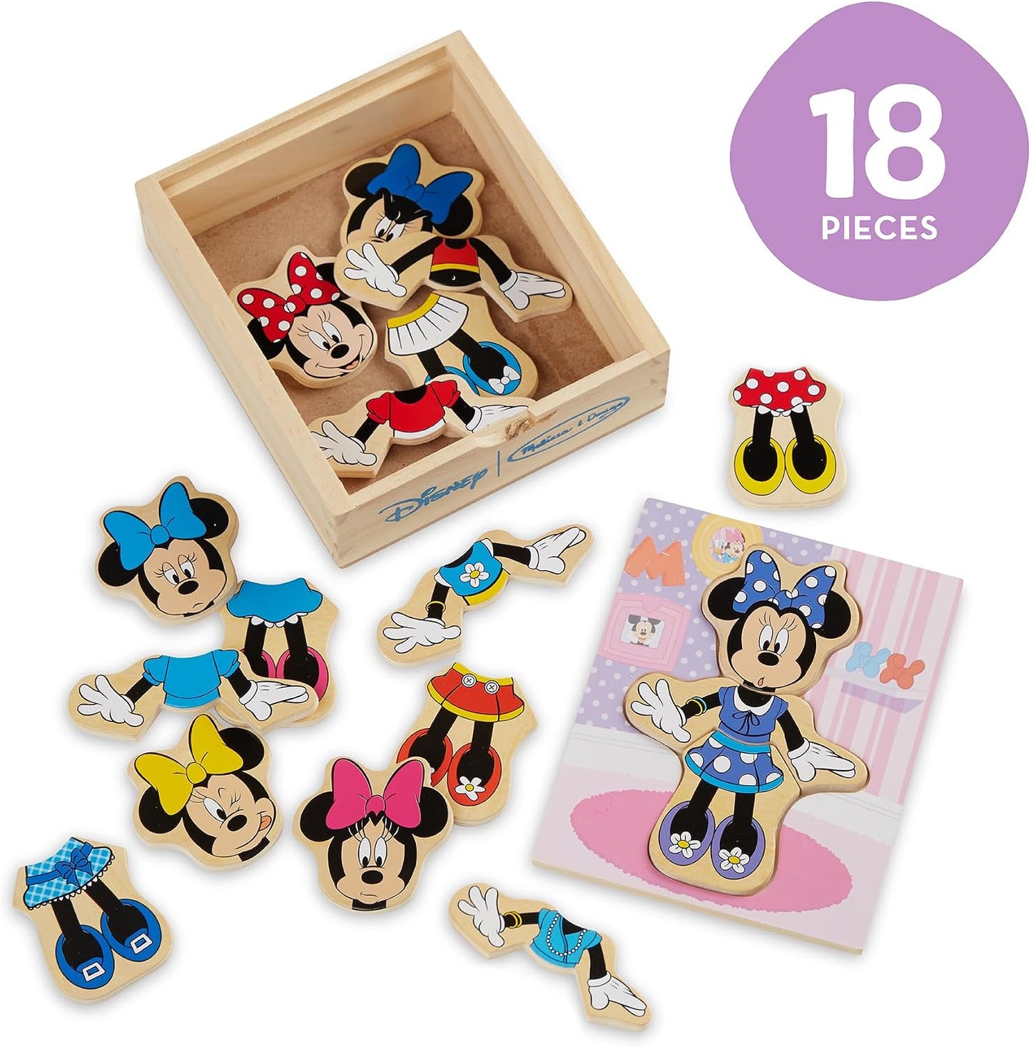 HotMelissa & Doug Disney Minnie Mouse Dress-Up Puzzle, 18 Pieces Mix and Match Outfits, Sorting & Matching Toy with Storage Case, Educational Puzzle for Toddlers Ages 3+