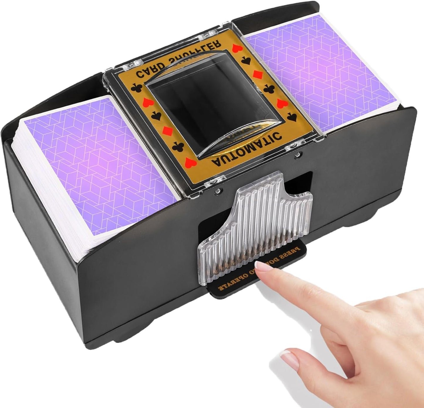 HotFEIERYA Automatic Card Shuffler 2/1/4/6 Deck,Battery-Operated Electric UNO Poker Shuffler,Playing Card Shuffler for Home Card Game,Travel