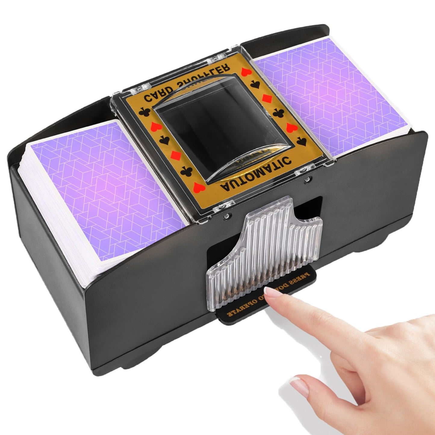 HotFEIERYA Automatic Card Shuffler 2/1/4/6 Deck,Battery-Operated Electric UNO Poker Shuffler,Playing Card Shuffler for Home Card Game,Travel