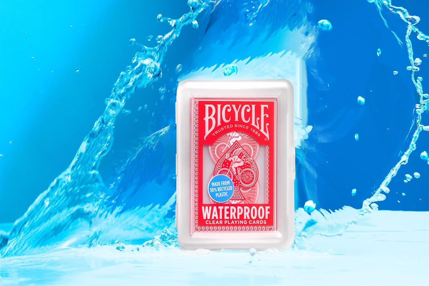 HotBicycle Waterproof Playing Cards Red Plastic Deck Pool Beach | 100% waterproof and washable, Modern Cupid Back design, Protective clamshell case included, Durable yet flexible