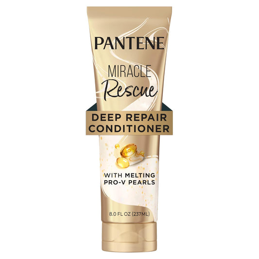 HotPantene Miracle Rescue Deep Conditioner with Melting Pro-V Pearls - For Dry, Damaged, or Color-Treated Hair - Intense Moisture & Repair - 8.0 Oz