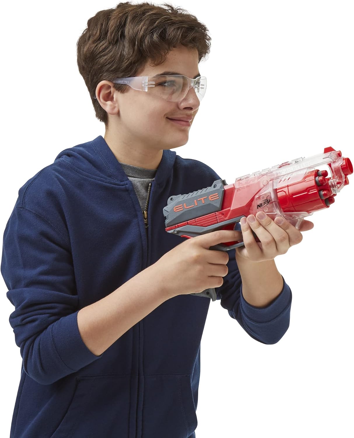 Hot NERF Elite Disrupter Blaster - 6-Dart Rotating Drum, Slam Fire, Translucent Red (Amazon Exclusive)