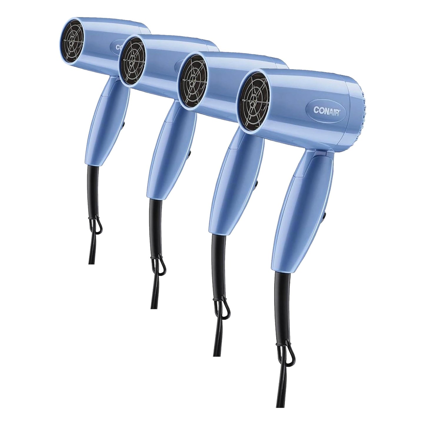 HotConair Dual Voltage Hair Dryer, Compact Folding Handle Design, 1600W | Travel blow dryer for on-the-go styling with foldable 0.75-lb design, high-velocity airflow, and various heat/speed settings
