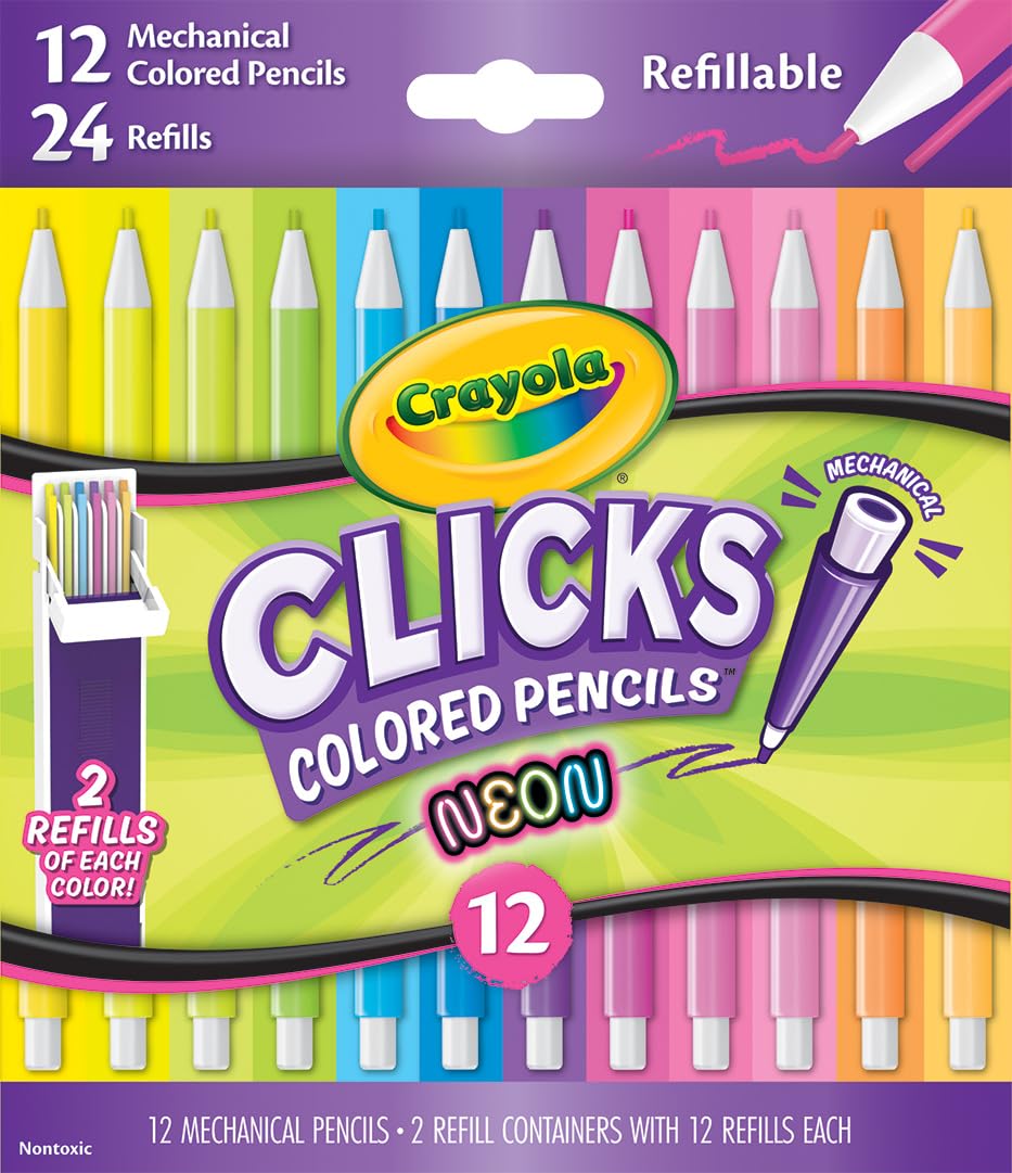 HotCrayola Clicks Retractable Tip Markers (10ct), Washable Cone Tip Art Marker Set, Cute Aesthetic School Supplies, Classroom Must Haves, Ages 3+