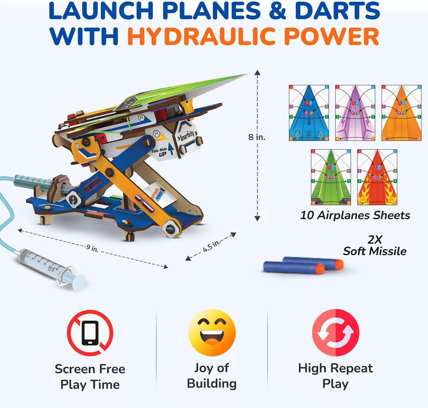 Hot Smartivity DIY 2in1 Hydraulic Paper Airplanes & Darts Launcher STEM Toy for Kids Ages 6-14 Years I Birthday Gifts for Smart Kids | Science Kit for Boys & Girls 6, 8,10,12,14 Years Old