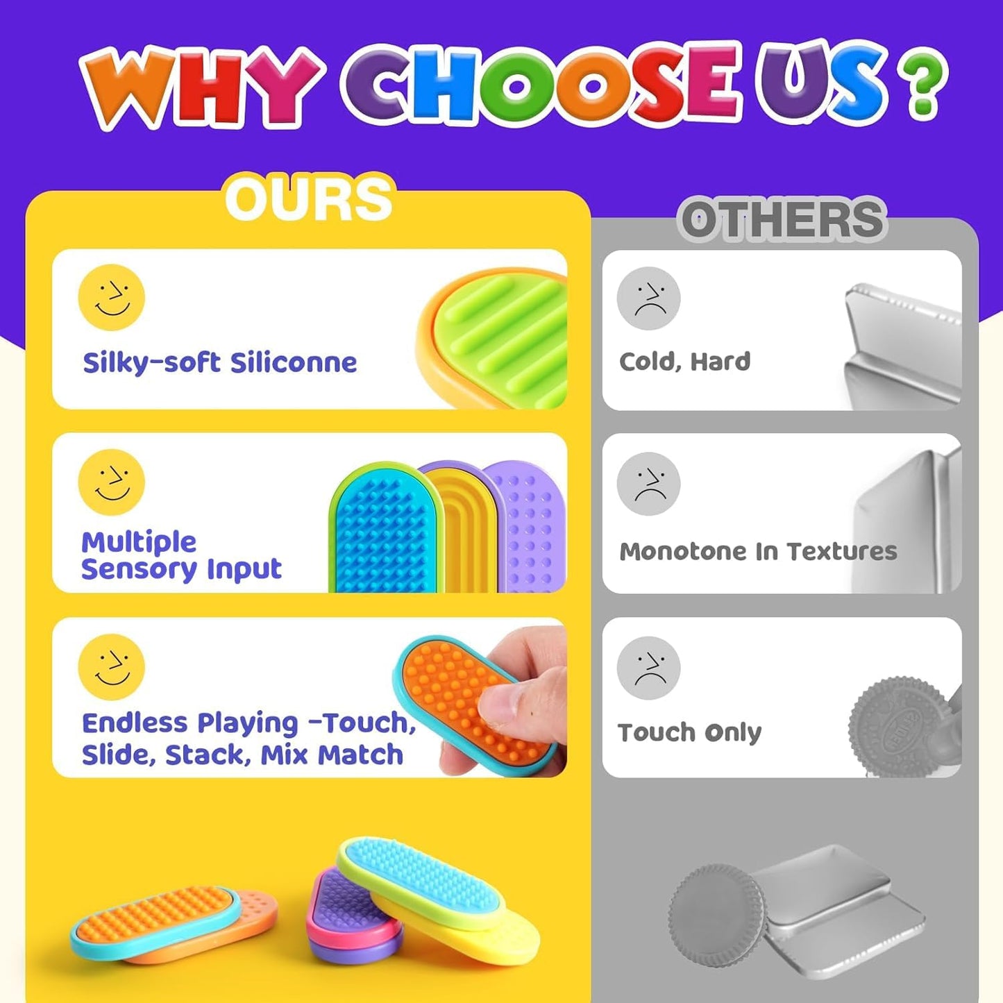 Hot Sensory Fidget Magnet Toys for Kids: Silicone Magnetic Sliders Stress Fidgets for Autism, Stress Small Texture Fidget Toys for Classroom Prizes, Adults Office Desk / Portable Travel Must Haves, Gifts