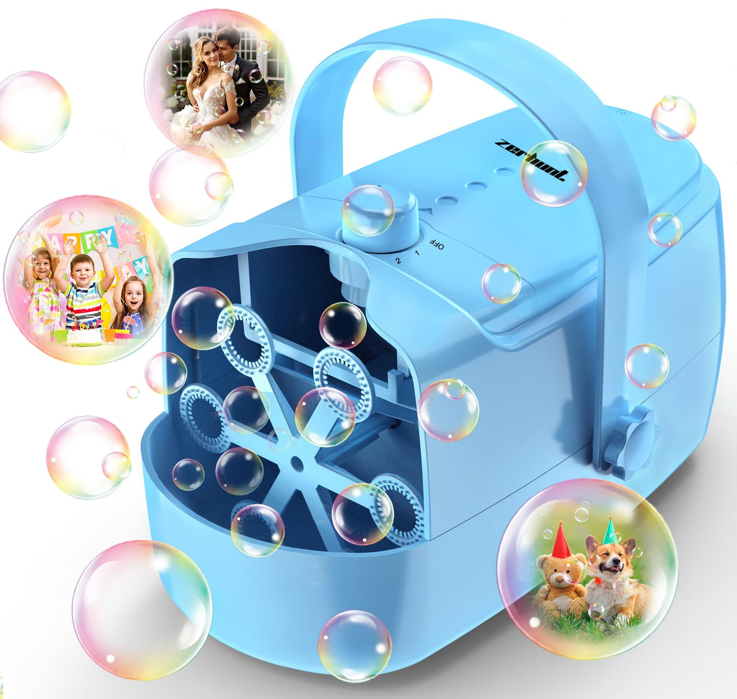 HotZerhunt Durable Bubble Machine for Party: 3 Power Modes for Non-Stop Fun - 18000+ Bubbles Per Minute High Output 30 Mins Bubbles per Refill - Kids Safe Auto-Stop for Outdoor Backyard Birthday