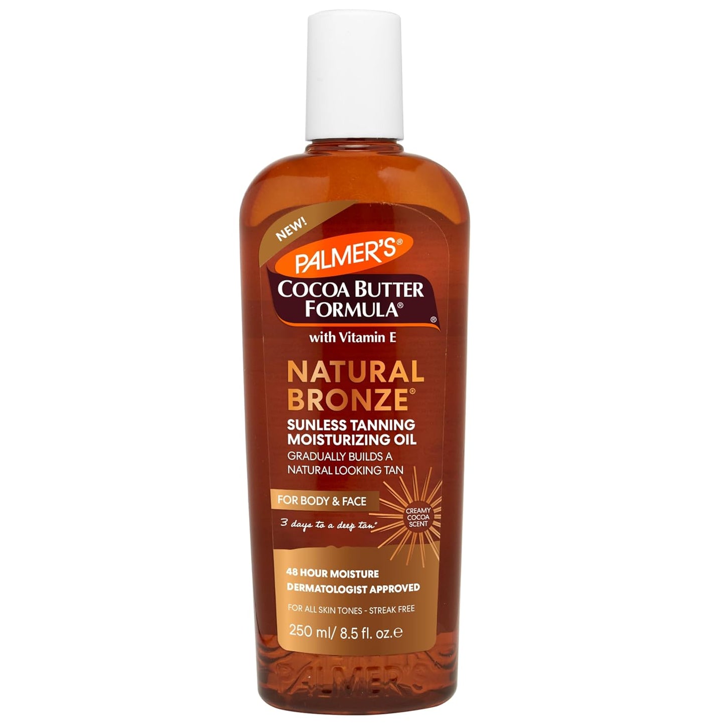 HotPalmer’s Cocoa Butter Formula, Natural Bronze Sunless Tanning Moisturizing Body Oil (8.5 fl oz), Face & Body Gradual Tanner, Buildable, Natural-Looking Tan in 3 Days, No Streak, 48-Hour Moisture