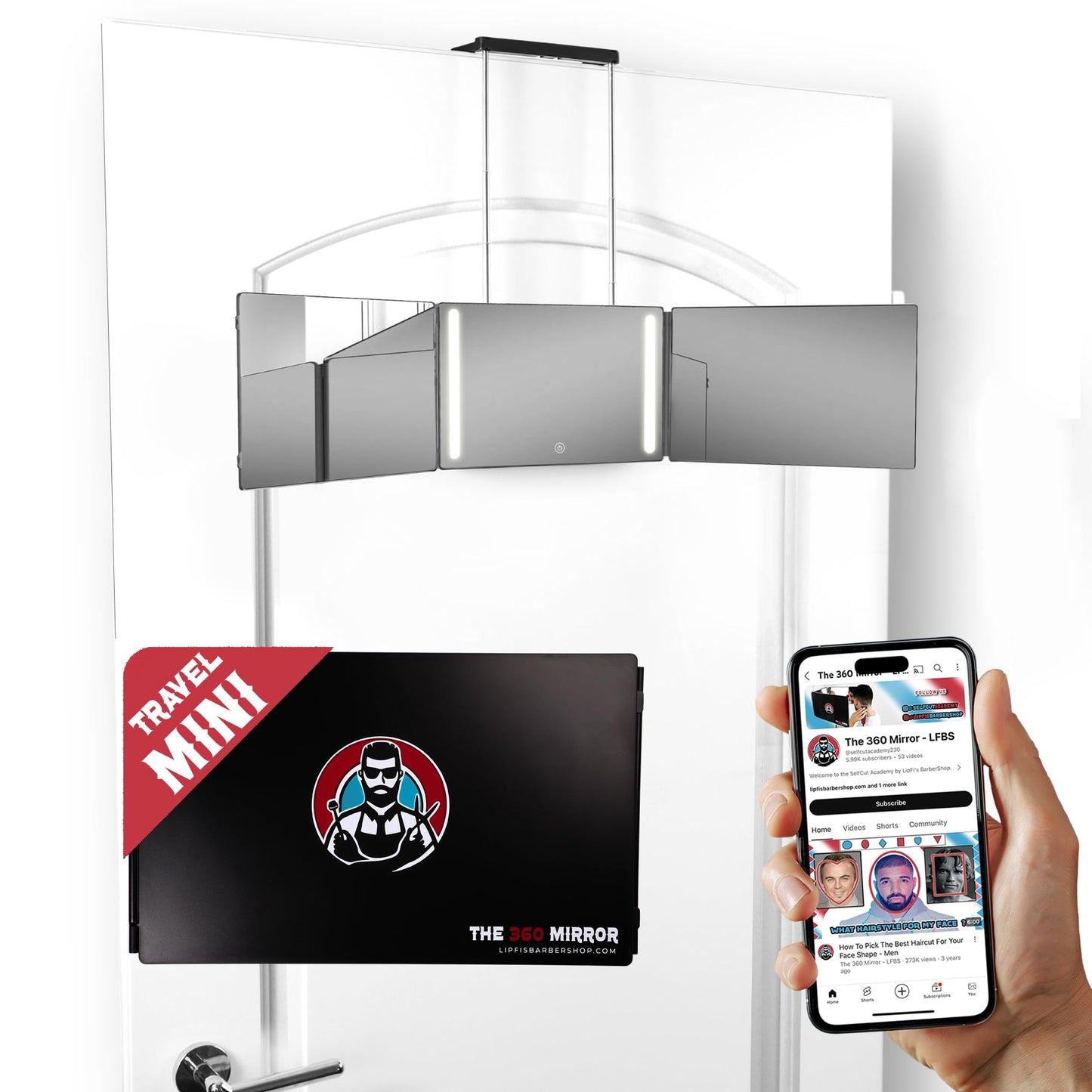HotThe 360 Mirror - 3 Way Mirror for Self Hair Cutting - Adjustable Trifold Barber Miror to Cut Your Own Hair - Tri Fold Self Haircut System for Men and Women Braiding - Three Sided Miror for Haircuts