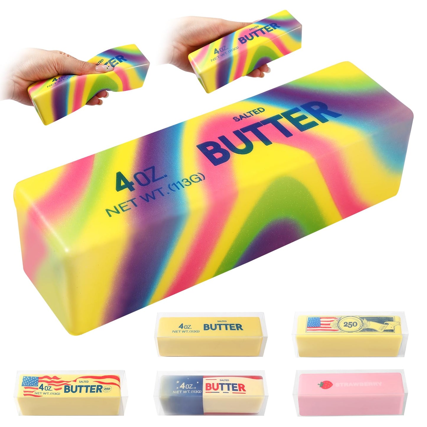 HotBig Butter Squishy,Giant Squishies Butter 14 OZ,Jumbo Slow Rising Squeeze Toys,Large Soft PU Foam Fidget Toy for Anxiety & Sensory Stress Relief 8.7*1.8*1.8 Inch (Big-Yllow Butter 1Pack)